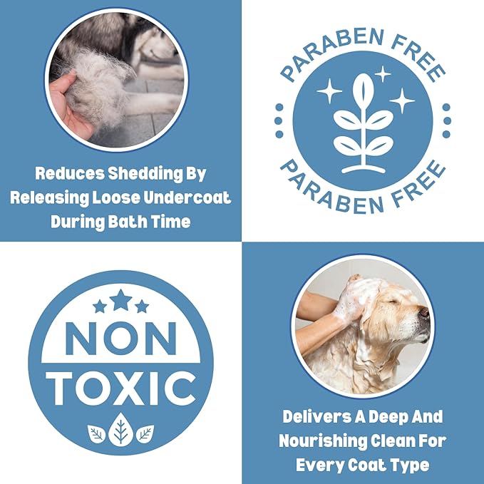 South Bark's Blue-Shed® Shampoo for Dogs and Cats One Gallon | Brightening | Deshedding | Long-Lasting, Blueberry Scent | Cruelty-Free | Paraben-Free | Biodegradable and Non-Toxic | Made in The USA