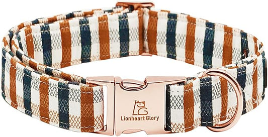 Lionheart glory Plaid Dog Collars Fall Dog Collar Heavy Duty Adjustable Dog Collar for Large Collar Dog Female or Male Dog Collar