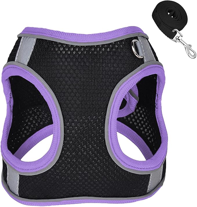 Dog Harness and Leash Set No Pull Step in Dog Harness with Reflective Bands Escape Proof Mesh Dog Vest Harness Leash with ID Tag