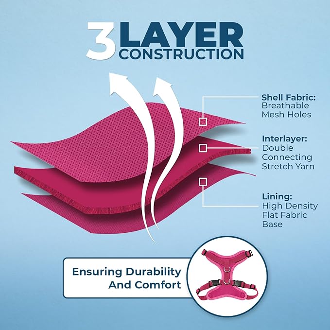 Voyager Step-in Lock Pet Harness - All Weather Mesh, Adjustable Step in Harness for Cats and Dogs by Best Pet Supplies - Fuchsia, M