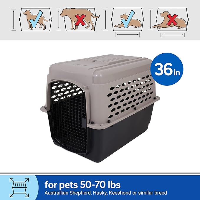 Petmate Vari Dog Kennel 36", Taupe & Black, Portable Dog Crate for Pets 50-70lbs & 290300 Kennel Travel Kit for Pets