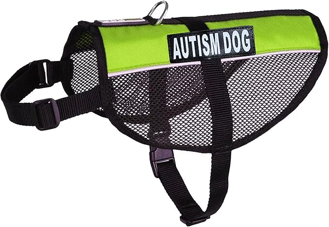 Autism Service Dog mesh Vest Harness Cool Comfort Nylon for Dogs Small Medium Large Purchase Comes with 2 Reflective Autism Removable Patches. Please Measure Your Dog Before Ordering