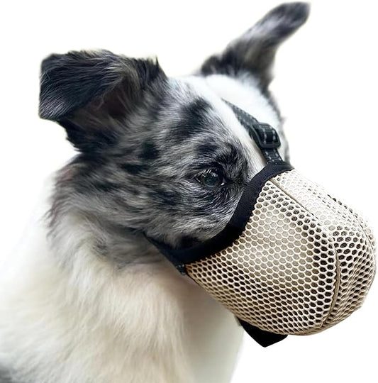 Large Dog Muzzle, Muzzle for Large Dogs to Prevent Eating/Chewing/Biting, Breathable Reflective Adjustable Medium Dog Accessories Dog Muzzle (Beige, XL)