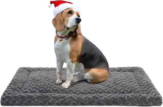 Washable Dog Bed Mat Reversible Dog Crate Pad Soft Fluffy Pet Kennel Beds Dog Sleeping Mattress for Large Jumbo Medium Small Dogs, 35 x 22 Inch, Gray
