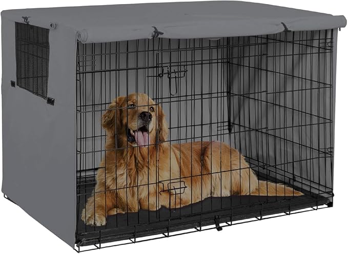 Explore Land 48 inch Gray Dog Crate Cover Bundle with 46 inch Dog Bed Cover