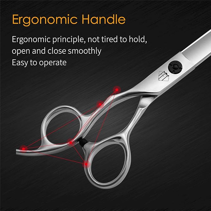Dog Grooming Scissors: 7.0" Left Handed Pet Shears Made Of Advanced Stainless Steel Alloy for Trimming Dogs Cats and Other Pets Face and Paws