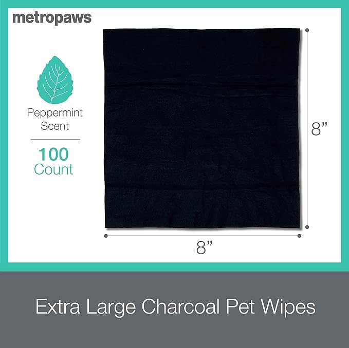 MetroPaws Peppermint Dog Wipes, 100 Extra Large, Thick Cleaning Wipes & The Dog Waste Bag Dispenser & Holder, Bag Holder With 20 Bags for Leash - Navy