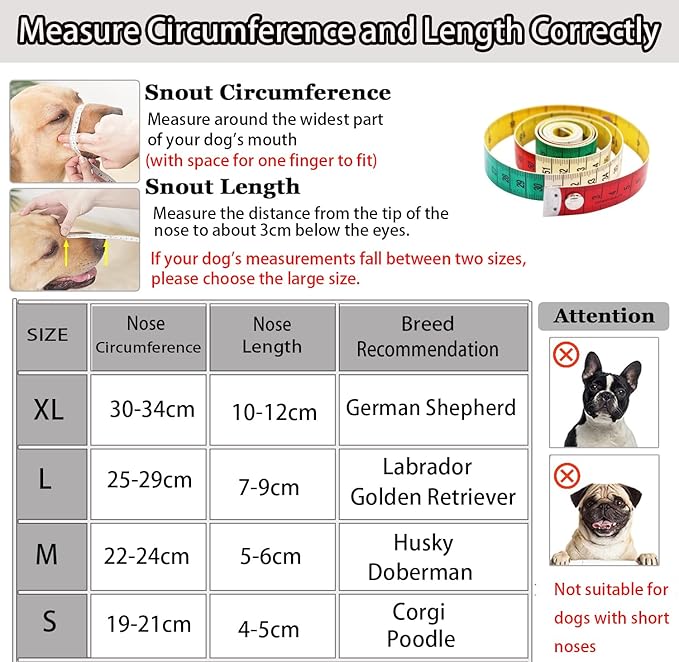 Large Dog Muzzle, Muzzle for Large Dogs to Prevent Eating/Chewing/Biting, Breathable Reflective Adjustable Medium Dog Accessories Dog Muzzle (Grey, S)