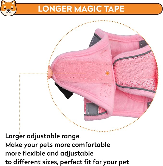 Dog Harness with Leash Set, No-Pull Step-in Reflective Pet Harness with 1 Leash Clips, Adjustable Soft Padded Easy Walk Dog Vest for Small Medium Large Dogs, Cats(Light Pink, XXSmall)