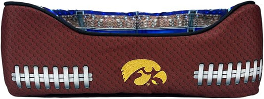 NCAA Iowa Hawkeyes Stadium Dog Bed, Pet Pillow Bed for Dogs, Sporty Football Dog Bed and Lounge Cushion