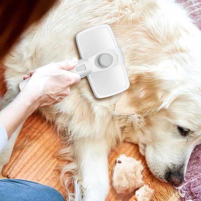 Self-Cleaning Slicker Brush for Dogs & Cats, Grooming Combs for Short & Long-Haired Dogs, Cats, Rabbits & More - Gently Removes Loose Undercoat, Mats and Tangled Hair