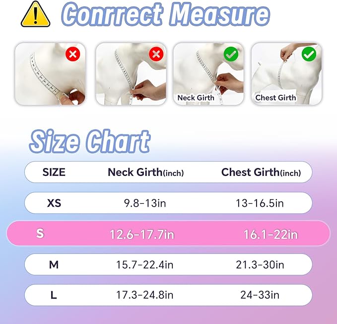 Dog Harness Leash Set, No Pull Adjustable Halter Cute Comfort Padded Handle for Medium Sized Large Small Dogs Walking Training Running with Reflective（Small,Red Blue）