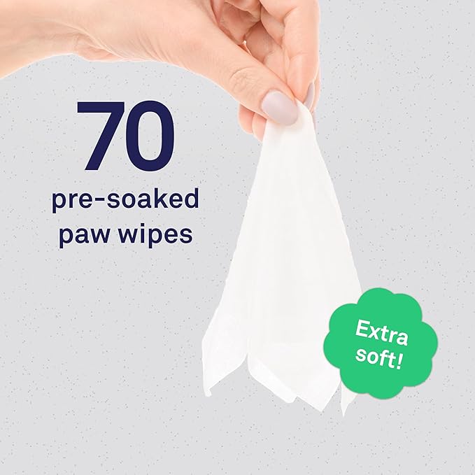 Petpost | Paw Wipes for Dogs - Nourishing, Revitalizing Dog Paw Cleaner with Coconut Oil, Jojoba Oil, and Aloe - Ultra Soft Cotton Pads - Cherry Blossom Scent 70 ct.