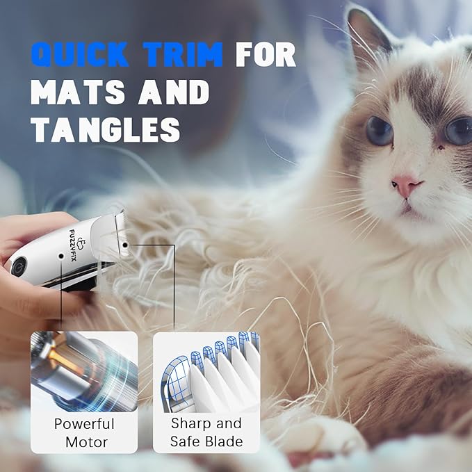 Pet Grooming Clippers for Matted Hair Cat, Trimmer for Low Noise, Waterproof Portable USB Rechargeable Professional Cat Cippers for Dogs and Cats Eyes, Ears, and Paws Silver