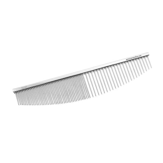 Tauro Pro Line Grooming Comb for Dogs & Cats – 6.5", Crescent Coarse Fine Butter, from Chrome and Iron for Combing & Daily Coat Care, L