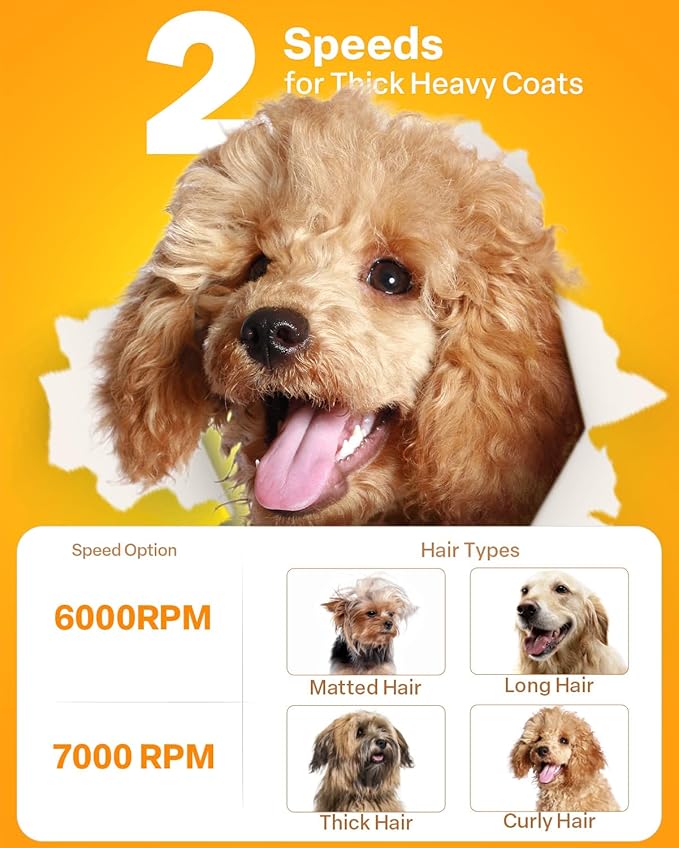 Dog Clippers for Grooming – Cordless Pet Hair Trimmer for Thick Coats, Low-Noise Dog Grooming Kit with Stainless Steel Blade for Large Dogs & Other Pets