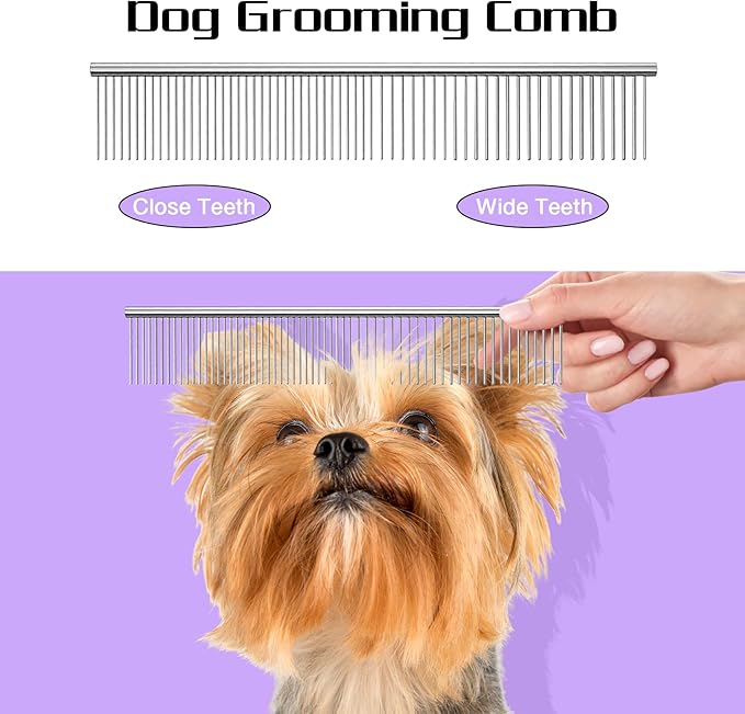 Premium Dog Grooming Scissors with Safety Round Tips, 5 in 1 Dog Grooming Scissors Kit, 4CR Stainless Steel Premium Pet Grooming Shears for Dog, Sharp and Durable, Blue