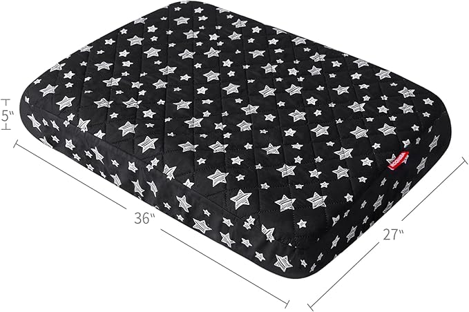 Dog Bed Covers Replacement Washable Pet Hair Easy to Remove, Waterproof Dog Bed Covers Noiseless Quilted, Pet Bed Cover Lovely Black Star Print, Puppy Bed Cover 27x36 Inches, for Dog/Cat, Cover Only