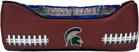 NCAA Michigan State Spartans Stadium Dog Bed, Pet Pillow Bed for Dogs, Sporty Football Dog Bed and Lounge Cushion