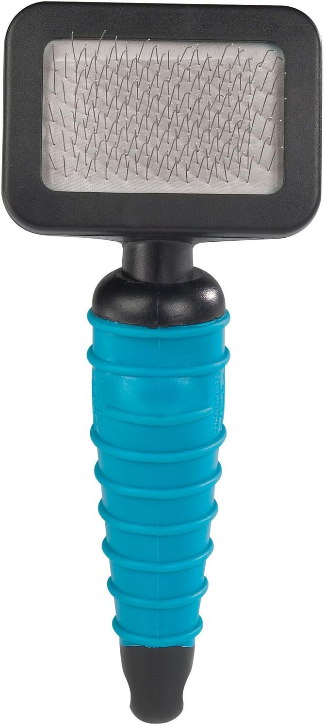 Master Grooming Tools Ergonomic Slicker Brushes — Molded Brushes for Grooming Dogs - Extra Small, 2¾" x 2", Teal/Black