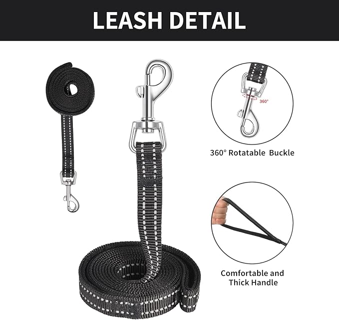 AMTOR Small Dog Harness with Leash Set, No Escape Easy Walk Puppy Harnesses for Training Walking, Step-in Reflective Soft Dogs Vest for XS S Medium Extra-Small Large Sized Dog(BlackYellow,XL)