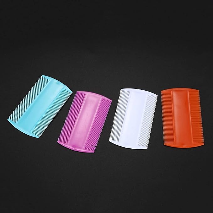 4Pcs Lice Combs, Double sided Pet Combs, Cat Dog Pet Grooming Fine Tooth Hair Combs Pet Supplies