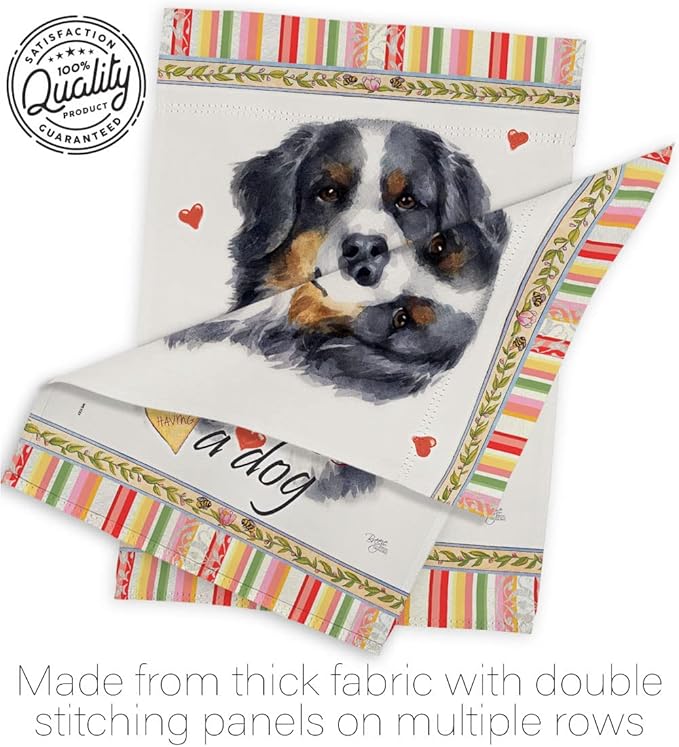 Breeze Decor Bernese Mountain Happiness Garden House Flag-Kit Dog Puppy Spoiled Paw Canine Fur Pet Nature Farm Animal Creature Decoration Banner Small Yard Gift Double-Sided, Made in USA