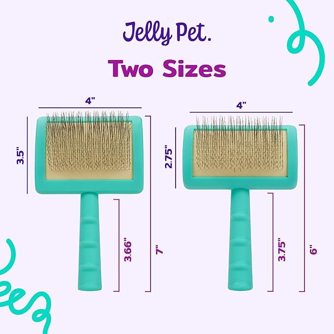 Jelly Pet Universal Slicker Brush for Dogs, Grooming Brush, Remove Tangles and Dead Undercoat, Tuffer Than Tangles, Doodle Huskie Sheep Dog Golden Retriever German Shepherd, Firm Pins, Teal, Large