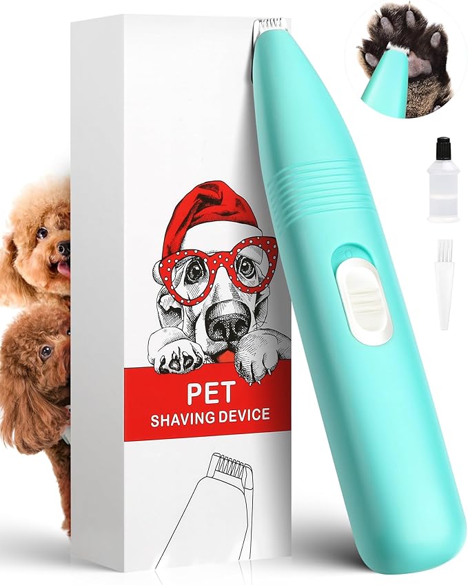 Dog Grooming Clippers, Dog Paw Trimmer with Detachable Ceramic Blade for Trimming Small Areas of Pet's Hair, Low Noise Paw Grooming Shaver for Cat's Eyes Face Ears Paws (Blue)