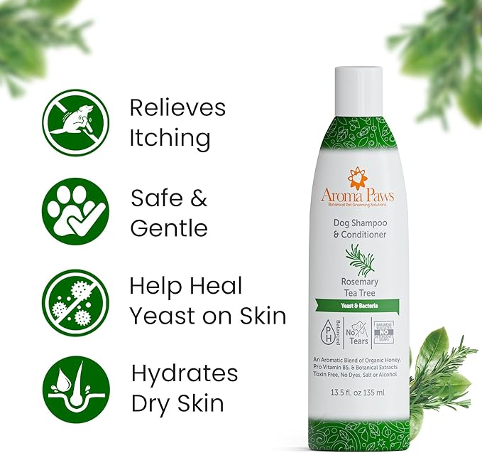 Dog Shampoo – Cleansing Wash, Conditioning, Moisturizing – Healthy Ingredients – Aromatic Grooming Puppy Shampoo – Tearless Cleaner, Rosemary Tea Tree