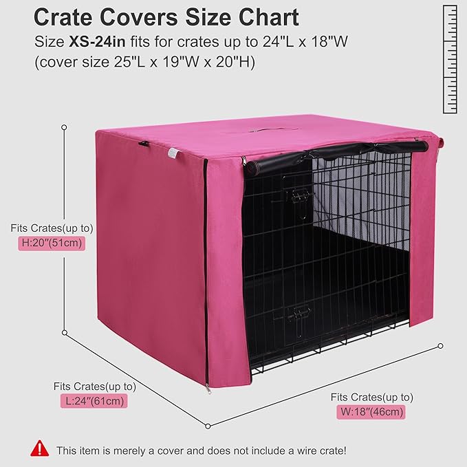 HiCaptain Dog Crate Cover for 36 Inches Wire Crate, Heavy-Duty Breathable Pet Kennel Covers Fit for 1 2 Doors Standard Wire Crate (Pink 36 inches)