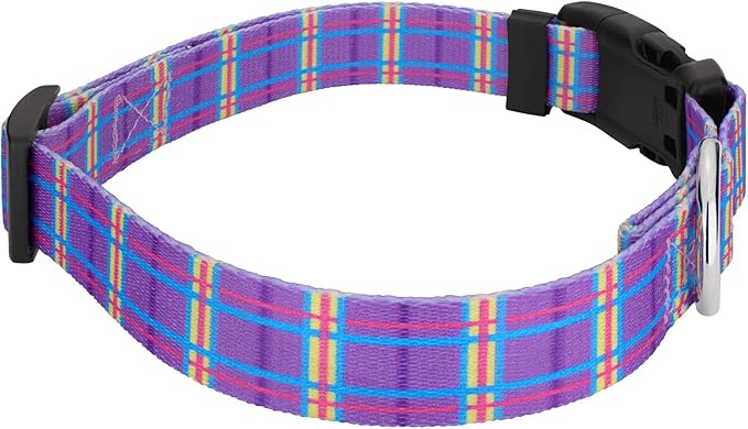 Country Brook Petz - Deluxe Grape Plaid Dog Collar - Made in The U.S.A. - Plaid and Argyle Collection Featuring Charming Designs (1/2 Inch, 2XS)