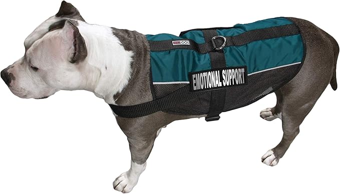 Dogline MaxAire Vest Emotional Support Removable Patch Adjustable Harness Reflective for Puppies Small Medium and Large Dogs 30 by 38 Inch Girth Teal