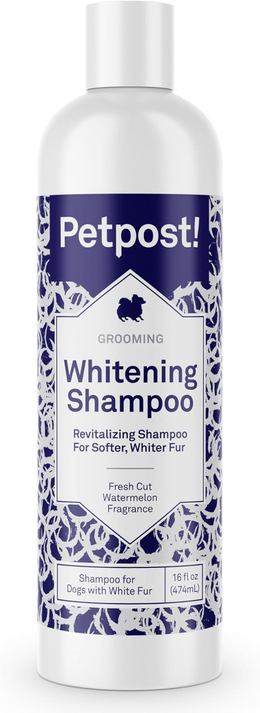 Petpost | Dog Whitening Shampoo - Best Lightening Treatment for Dogs with White Fur - Soothing Watermelon Scent - Maltese, Shih Tzu, Bichon Frise Approved 16 oz.