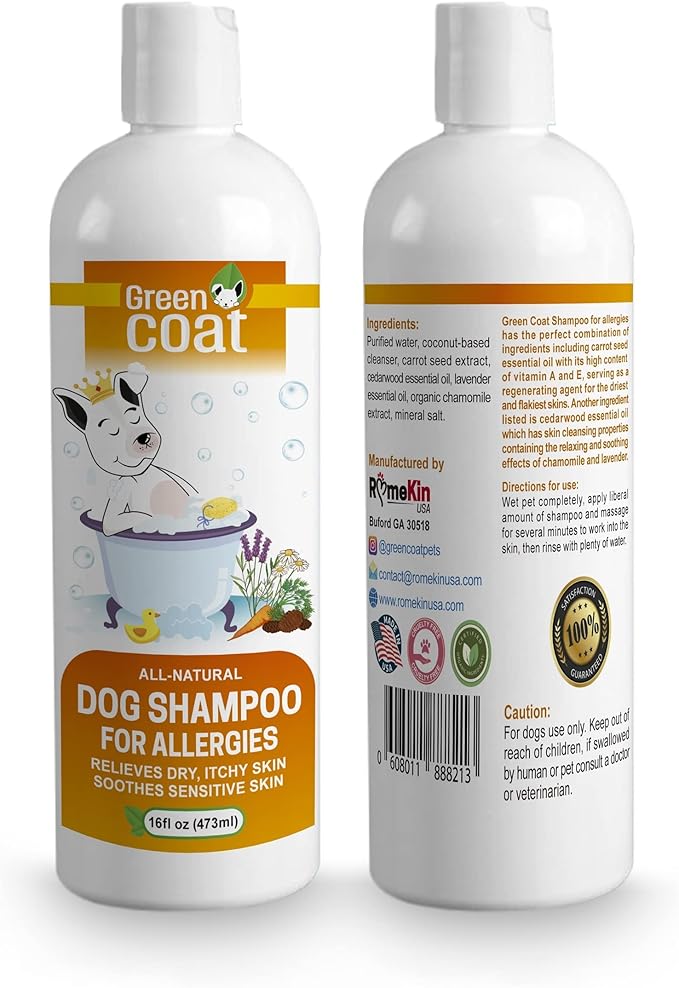 All-Natural Dog Shampoo for Sensitive Skin | Natural and Organic Ingredients | Skin Cleansing Properties, Relieves Dry Itchy Skin | for Dogs with Sensitive and Skin | 16fl oz 473 ml.