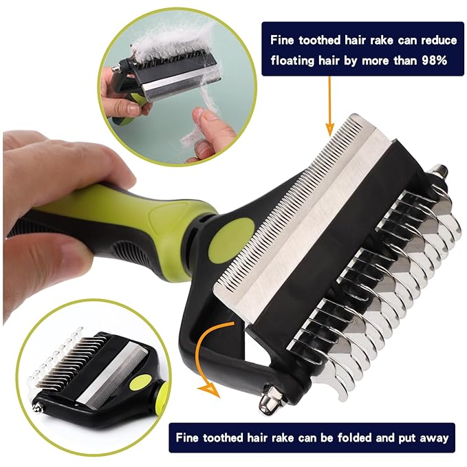Pt brush for shedding，Dematting comb for Dogs, Cat deshedding Brush, Dog Grooming Rakes for long haired Dogs-Double Sided Shedding,Pet undercoat brushes Reduce Shedding by 95% (Pink)