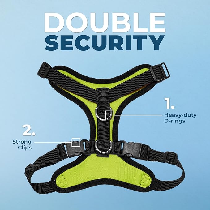 Voyager Step-in Lock Pet Harness - All Weather Mesh, Adjustable Step in Harness for Cats and Dogs by Best Pet Supplies - Lime Green/Black Trim, M