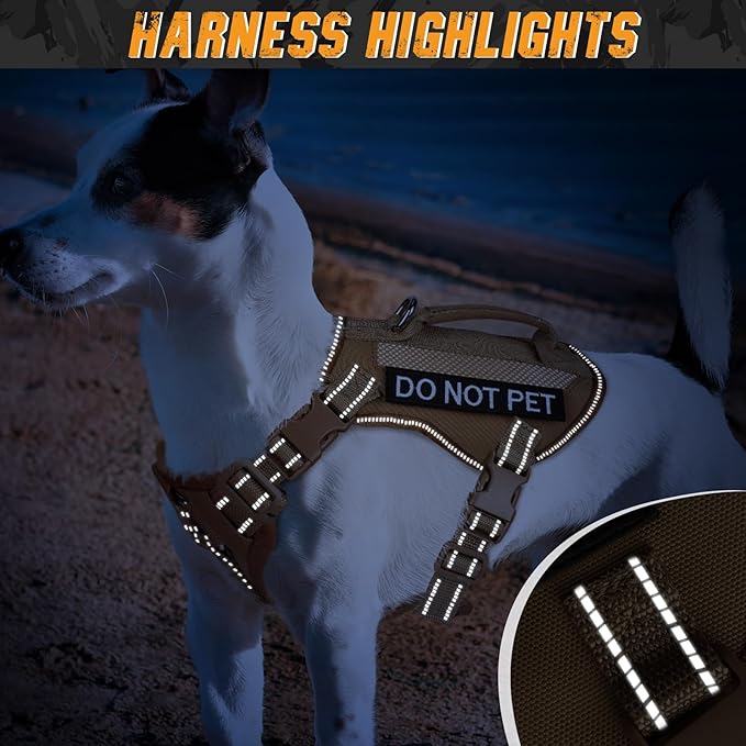 Tactical Dog Harness for Small Dogs, Breathable Mesh Dog Vest Tactical Puppy Harness with Handle, Reflective Military Dog Vests Harness for Outdoor Training Walking