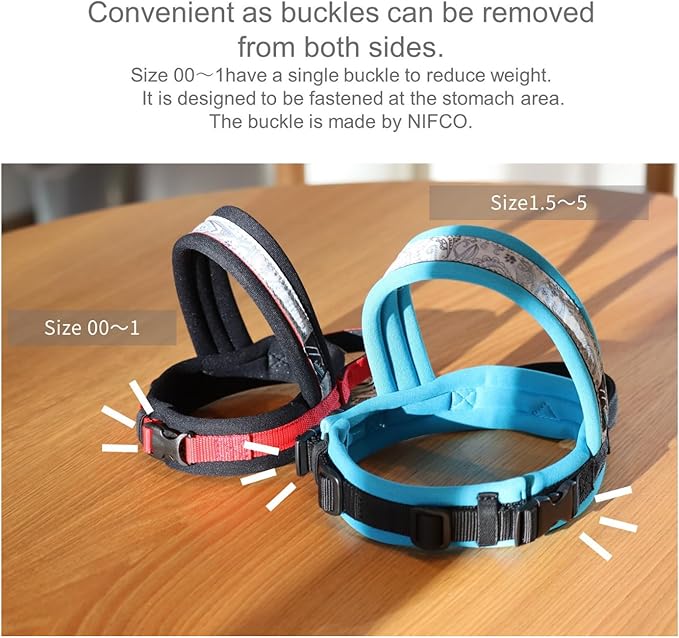 【Hakusan】 New Just Fit Dog Harness Dragon - Reflective, Paisley, Stress-Free, Japanese Made,one-Touch Buckles,Easily Put on,(Black×Turquoise, 1)