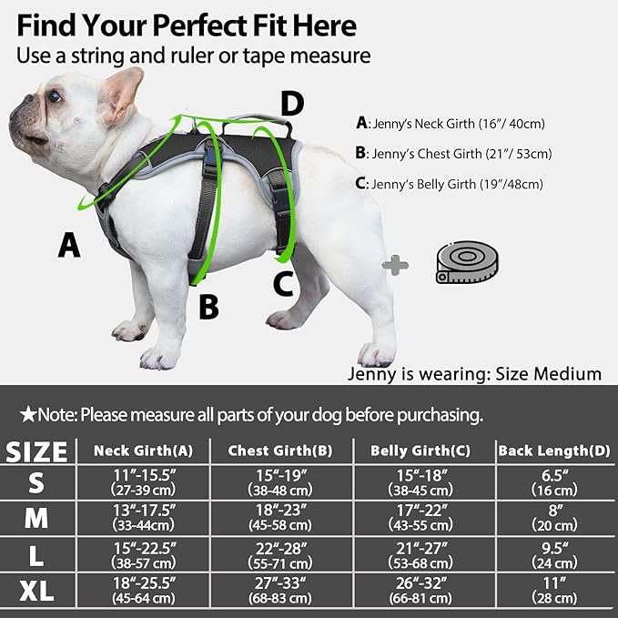Escape Proof Dog Harness, Escape Artist Harness, Reflective Dog Harness with Handle, Durable,Adjustable Vest for Small Medium Large Dogs Walking, Training, and Running Gear(Black, M)