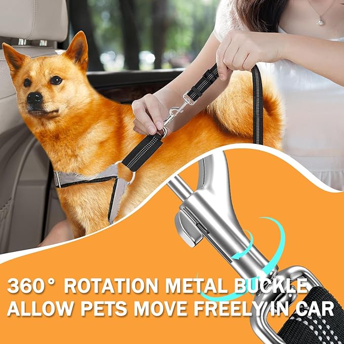 Vehicle Harnesses, 2 in1 Dog Belts for Cars, 2 Pack Pet Harnesses Headrest Restraint Clip Adjustable Dog Car Harness Belt with Anti-Shock Elastic Bungee Buffer for All Vehicles (Black)