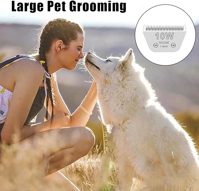 5PCS Wide Blades for Dog Grooming Blades Compatible with Andis,Oster A5,Wahl km10 Dog Clippers,Detachable Stainless Steel Dog Clipper Blades,Size:10W+30W+4FW+5FW+7FW