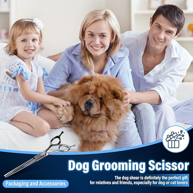 Purple Dragon 7-Inch Chunkers Dog Grooming Scissors - Professional Pet Hair Trimming Shears for Dogs & Cats, Sharp 440C Japanese Steel, Ergonomic Design for Comfort and Precision