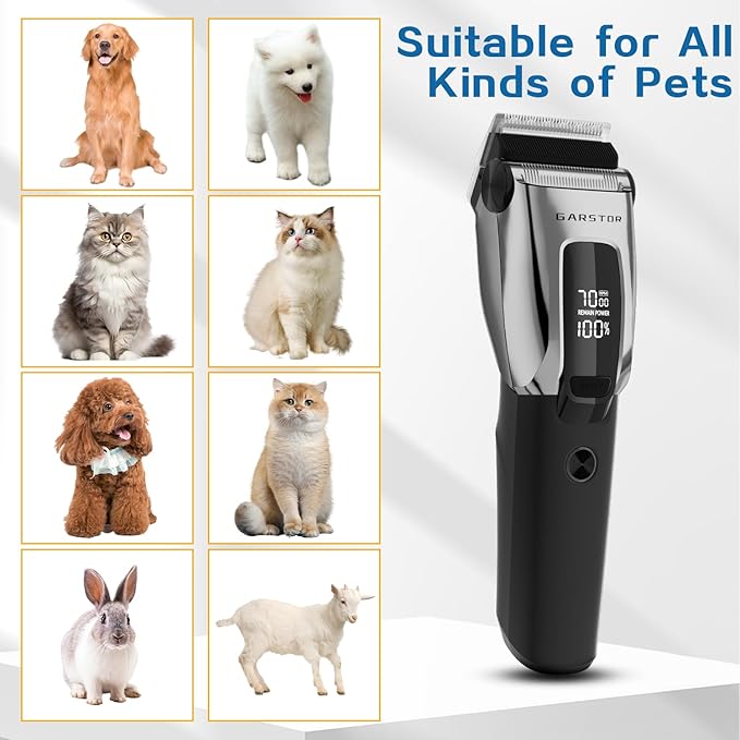 Dog Shears for Grooming Clippers Kit Professional for Thick Hair Coats,Low Noise Rechargeable Cordless Pet Shaver for Pets and Animals, Dog Trimmer for Grooming-Silver