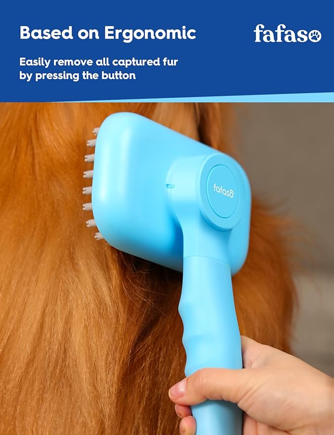 Pet Grooming Brush for Dogs and Cats, Versatile Bathing and Massaging Brush for Short and Long Hair Pets (Sky Blue)