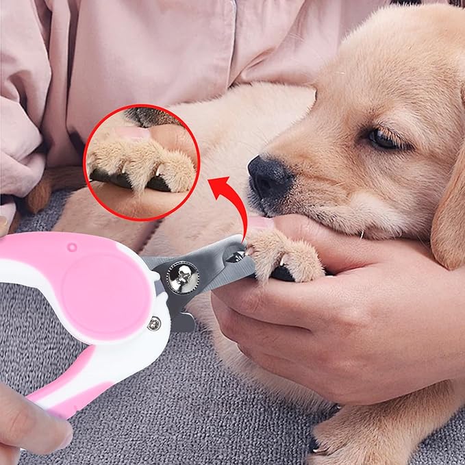 Pet Nail Clippers, Dog Nail Trimmers with Safety Guard to Avoid Excessive Cutting Nails, Dog Grooming Clippers has a Variety of Colors Suitable for Dogs, Cats and Other Pets（Pink）