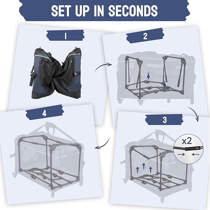 24IN Soft Collapsible Dog Crate w Detachable Wheels, Rolling Travel Dog Crate for Small Breed Dogs, Portable Dog Kennel with Mesh Windows, Indoor & Outdoor Uses