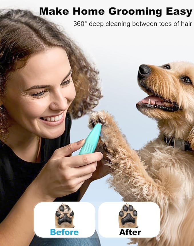 Dog Grooming Clippers, Dog Paw Trimmer with Detachable Ceramic Blade for Trimming Small Areas of Pet's Hair, Low Noise Paw Grooming Shaver for Cat's Eyes Face Ears Paws (Blue)