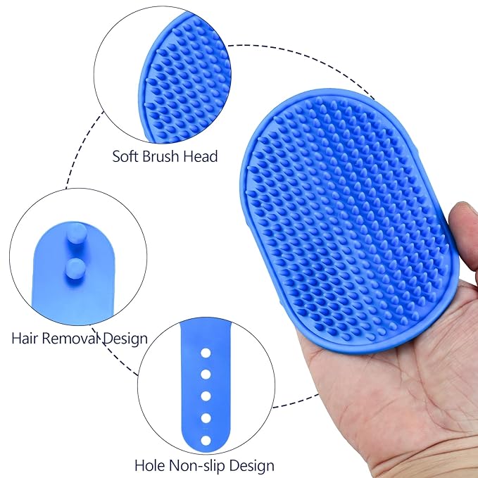 Dog Bath Set - Silicone Massage Brush, Shampoo Dispenser, and Scrubbers for Short & Long Hair Pet Grooming