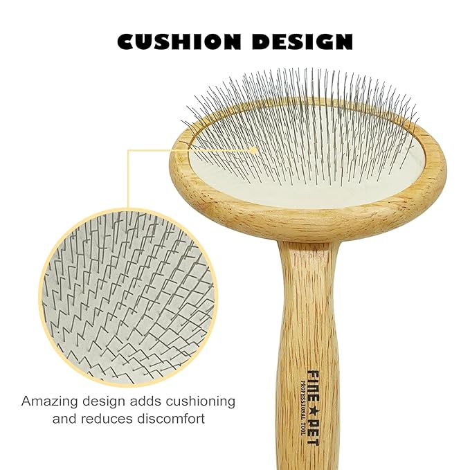 Der Meister Slicker Brush Pet Hair Remover, Gently Cleaning Pin Brush Deshedding Tool Easy to Remove Loose Undercoat, Remove Loose Hair, Fur, Undercoat, Mats, Tangle, Knots (Medium)